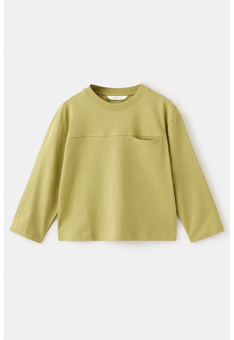 Bluza din bumbac cu buzunar ascuns pe piept - Verde lime