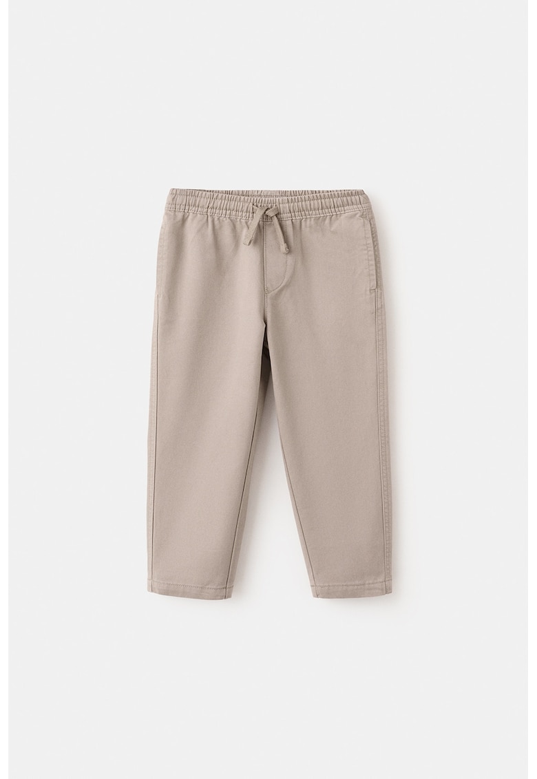 Pantaloni cu model uni si snur de ajustare elastic - Maro taupe