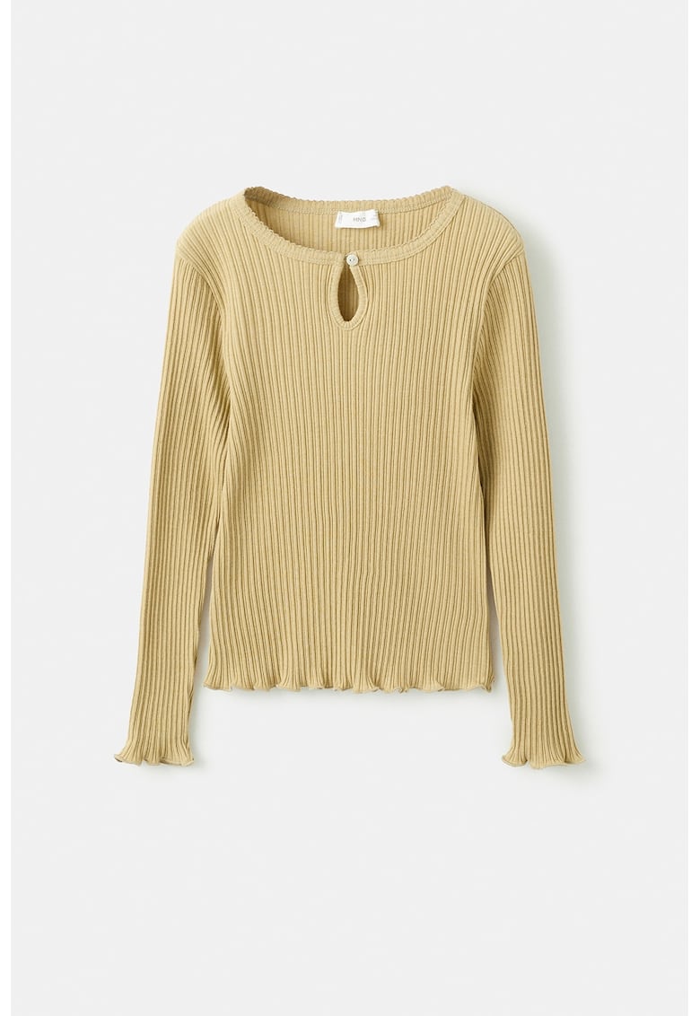 Bluza striata cu decupaj - Maro camel