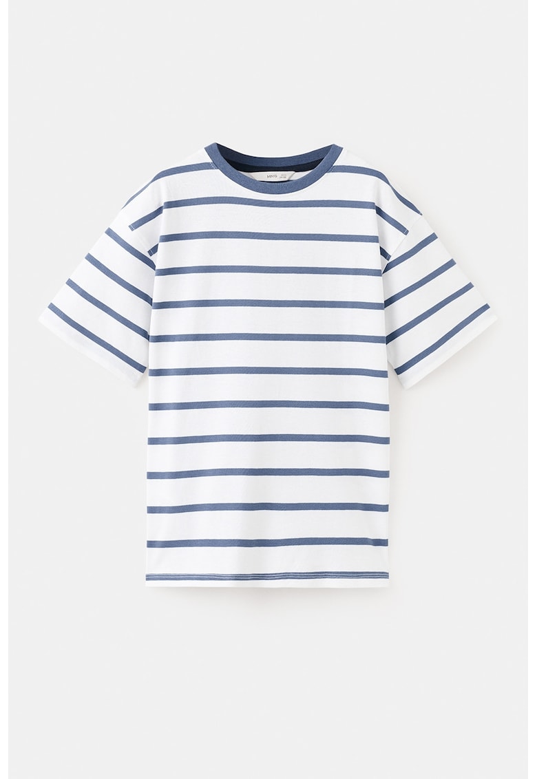 Tricou din bumbac cu model in dungi - Alb/Albastru inchis