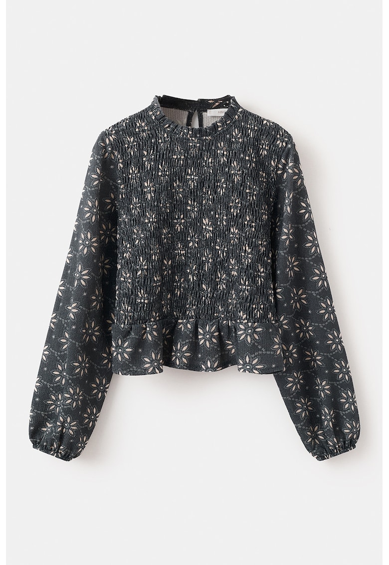 Bluza cu model floral - Roz prafuit/Bleumarin