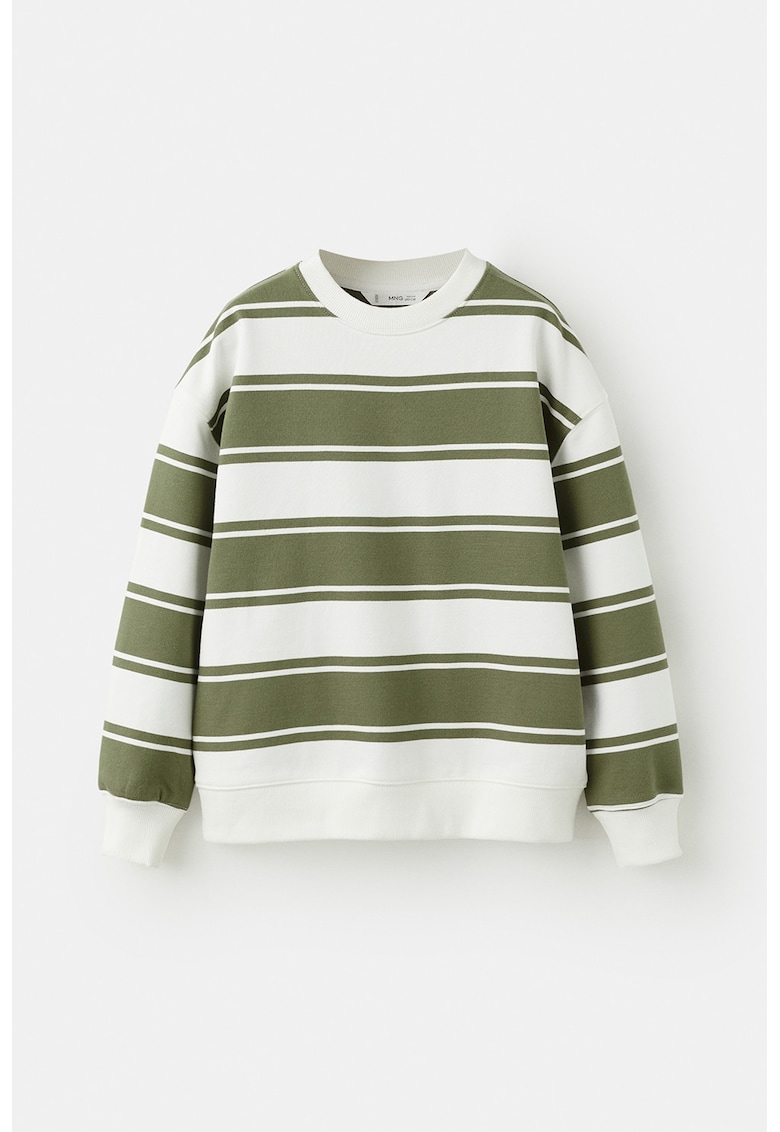 Bluza de trening din bumbac cu dungi - Verde/Alb murdar