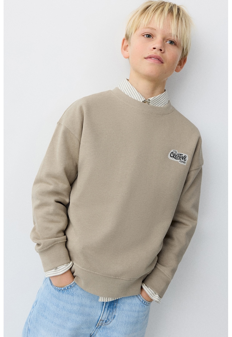 Bluza de trening lejera cu imprimeu text pe partea din spate - Maro camel