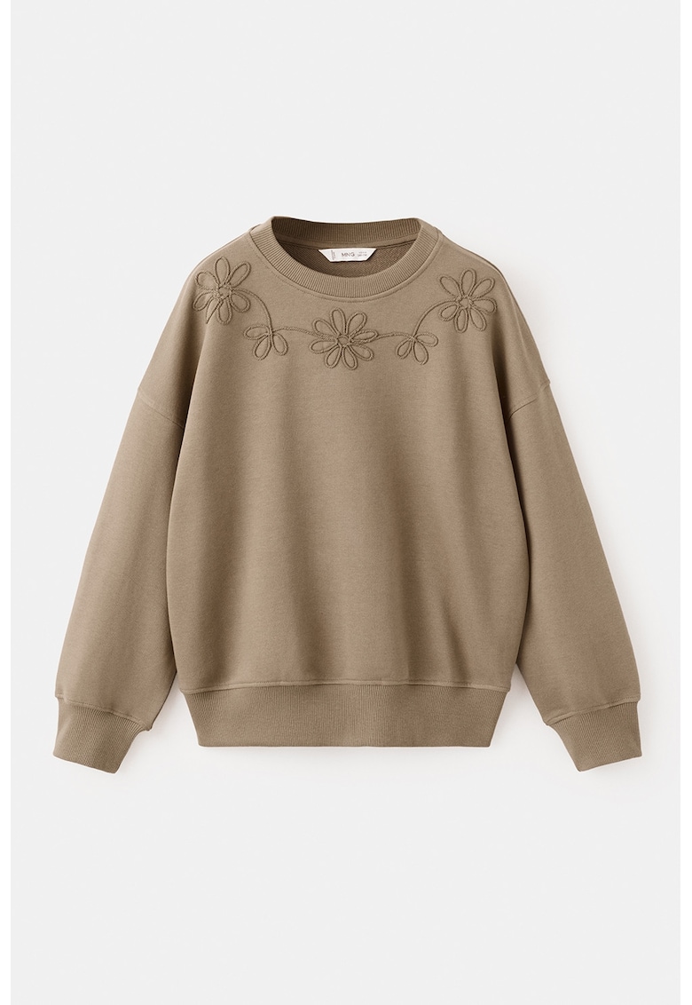Bluza de trening cu aplicatii cu model floral - Maro