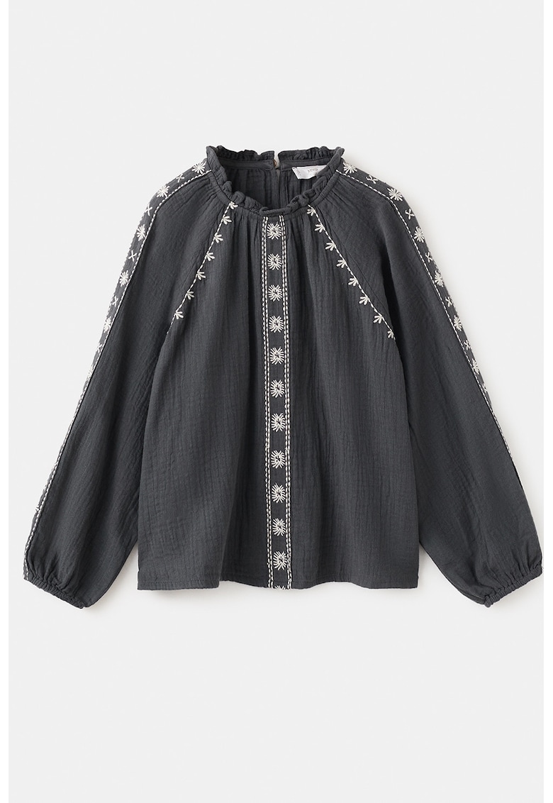 Bluza lejera cu detalii brodate - Gri carbune