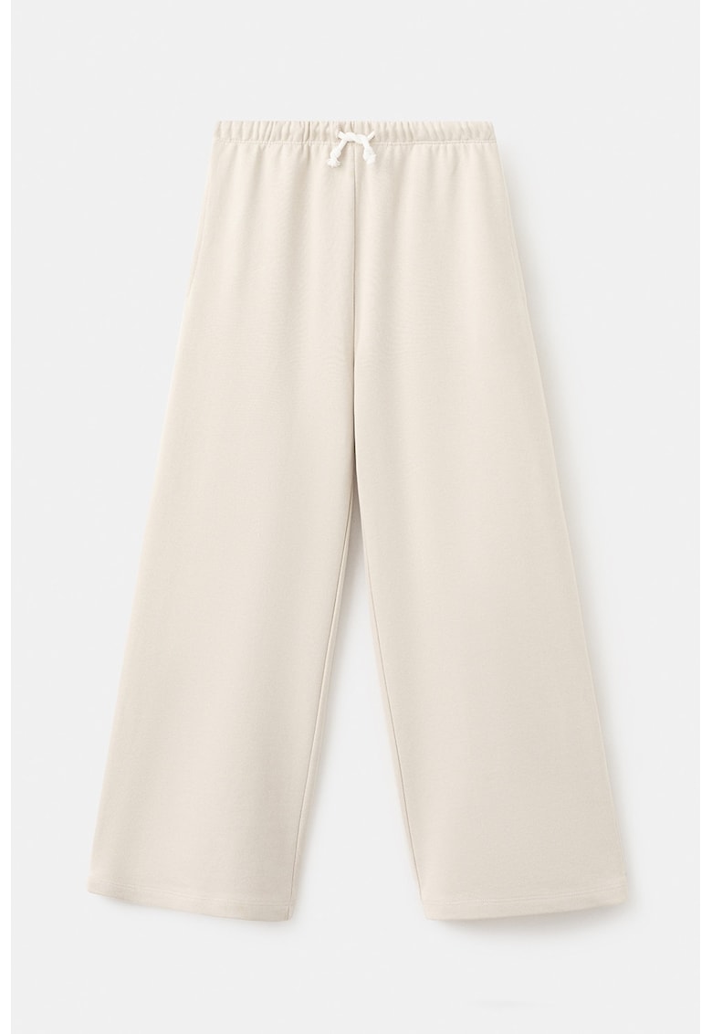 Pantaloni de trening cu croiala dreapta si snur de ajustare elastic - Bej deschis