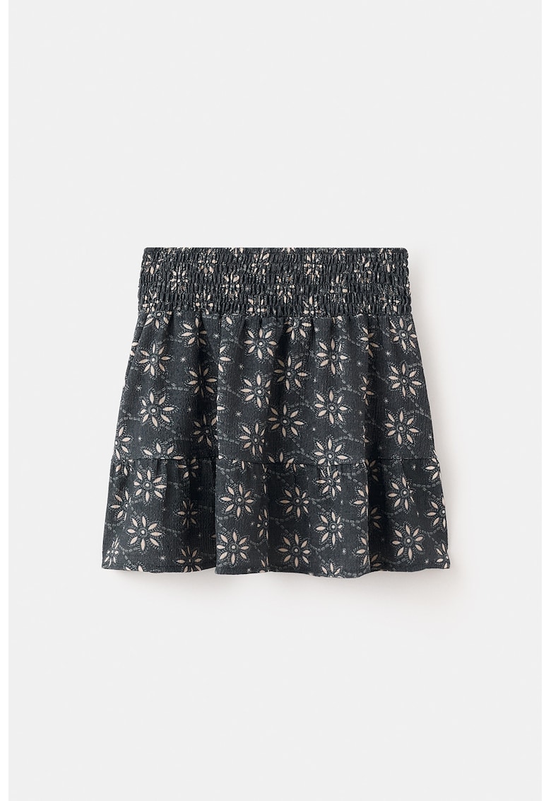 Fusta mini cu model floral - Bej/Bleumarin