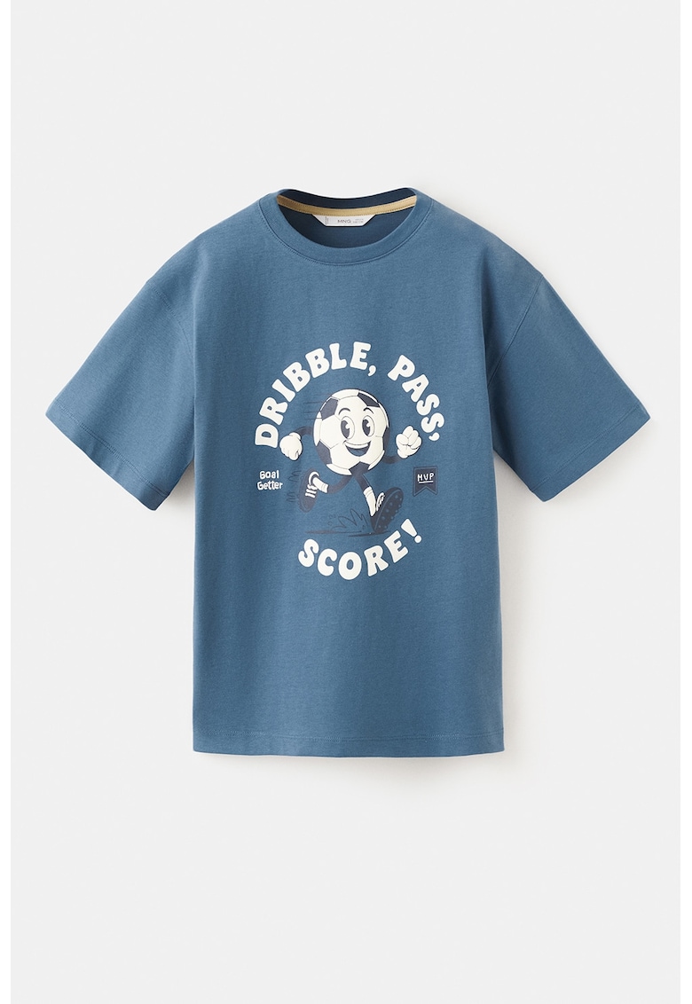 Tricou din bumbac cu imprimeu grafic - Alb/Albastru inchis