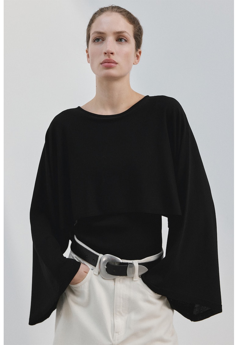 Bluza asimetrica cu model uni - Negru