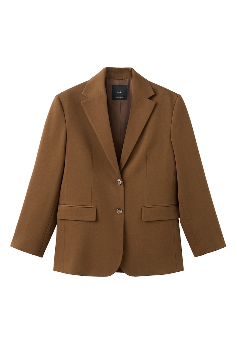 Sacou cu model uni si buzunare cu clapa - Maro scortisoara
