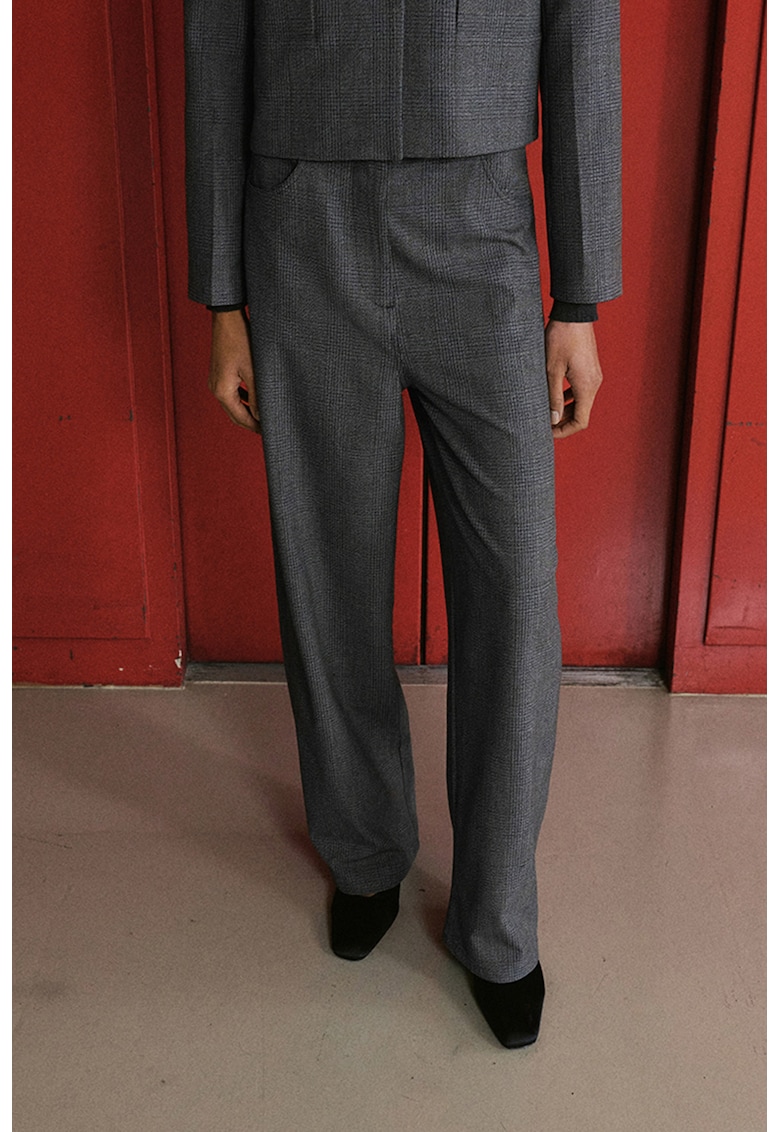 Pantaloni drepti - Negru/Gri inchis