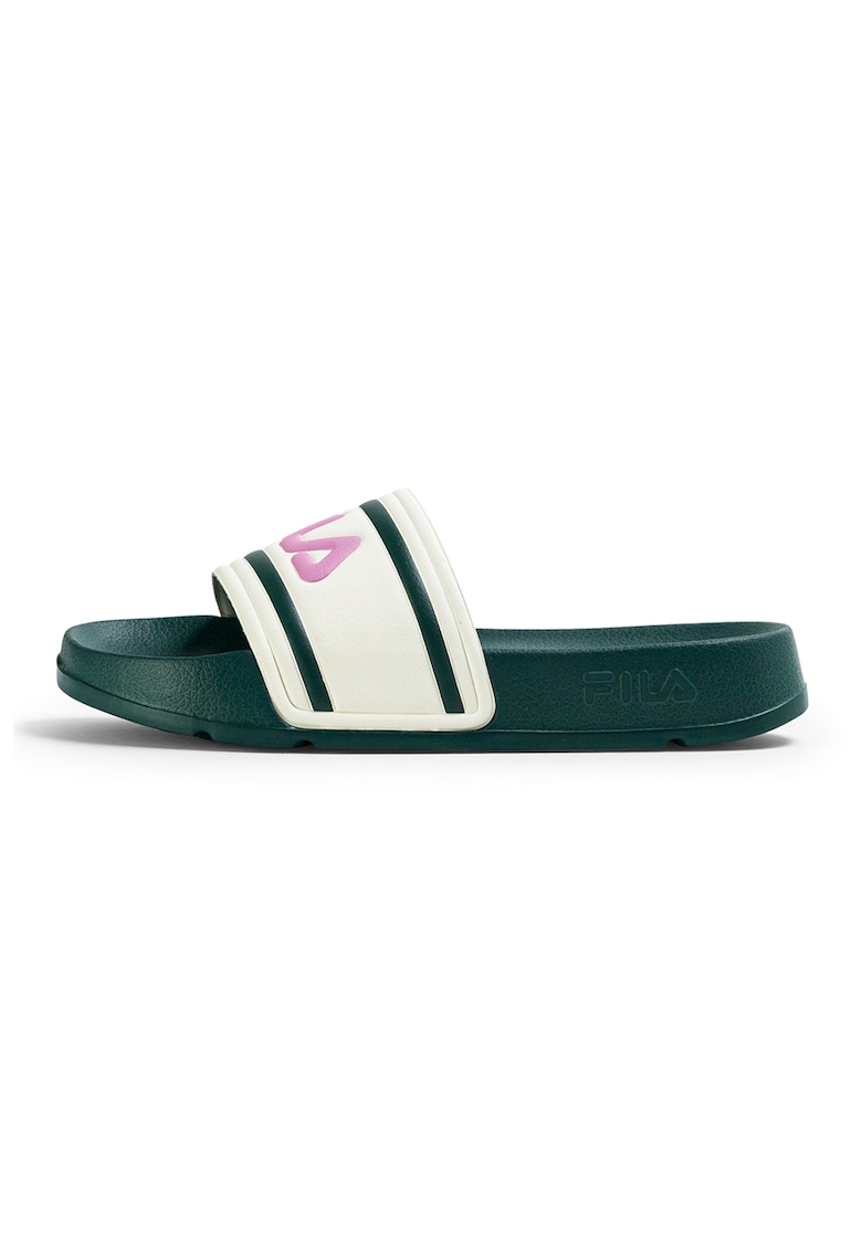Papuci cu logo contrastant Morro Bay - Alb fildes/Verde aquamarin