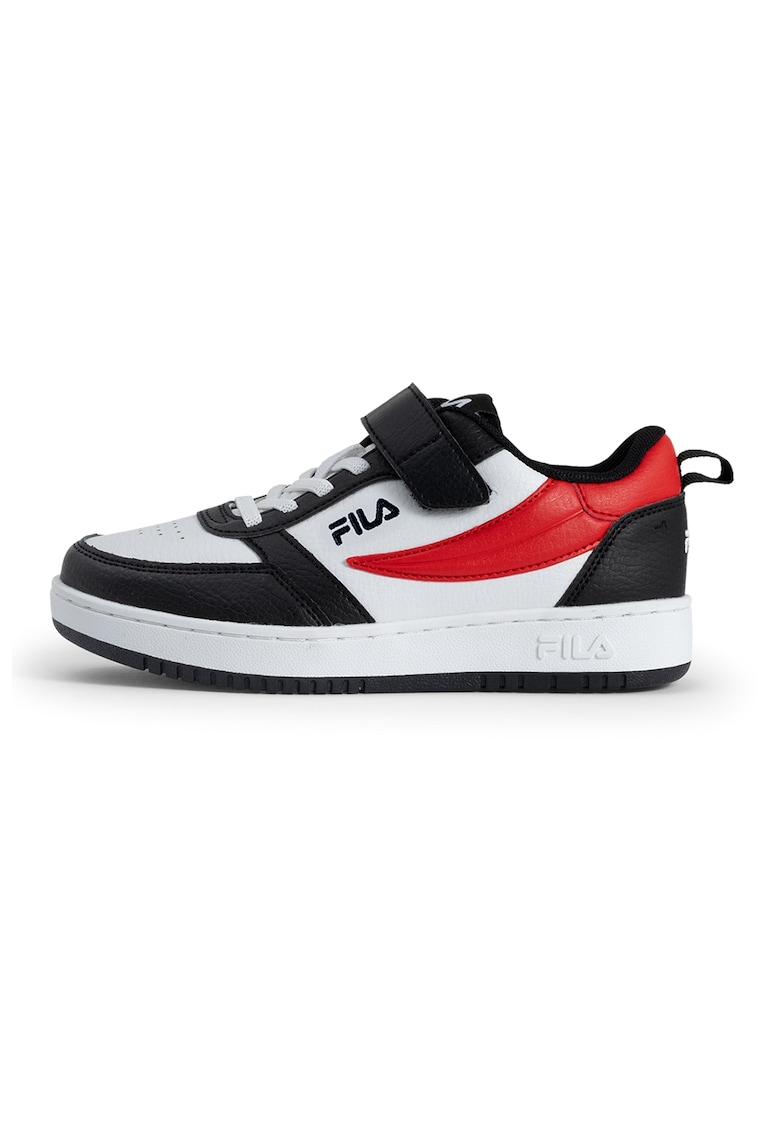 Pantofi sport din piele ecologica cu velcro Rega - Alb/Negru/Rosu vermillion