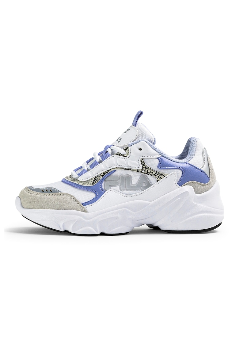 Pantofi sport cu piele intoarsa sintetica Collene - Alb/Albastru lavanda/Gri
