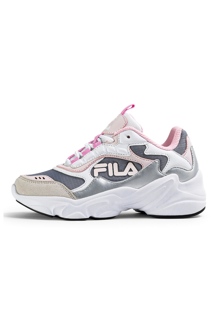 Pantofi sport cu piele intoarsa sintetica Collene - Alb/Gri/Roz