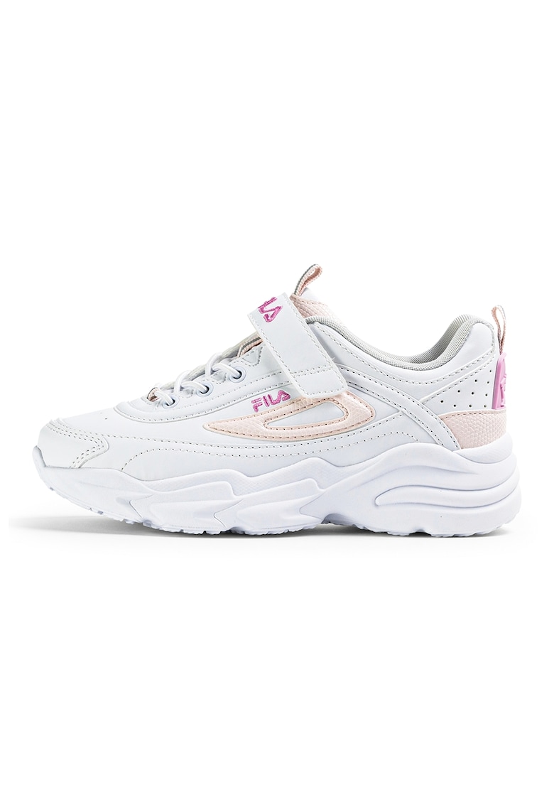 Pantofi sport din piele ecologica cu velcro Skye - Roz fandango/Bej/Alb optic