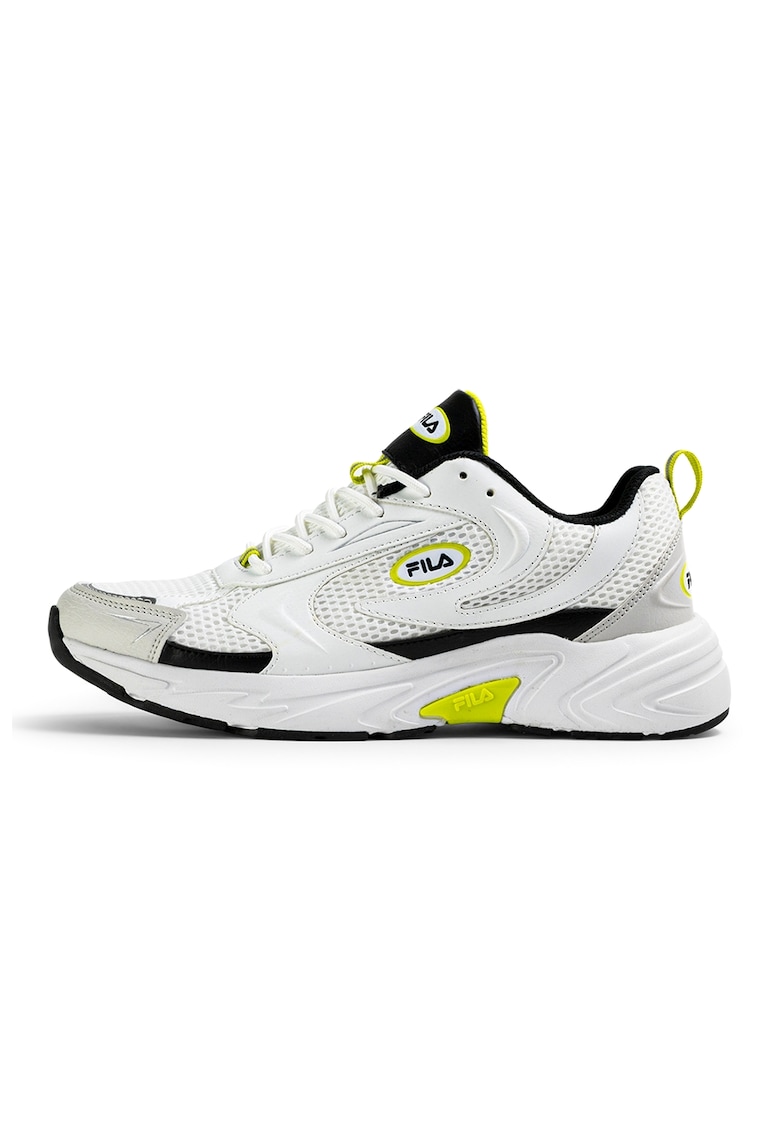 Pantofi sport de piele ecologica cu garnituri din material textil Kreatix - Alb/Negru/Gri/Verde fistic - Fila - imagine 1