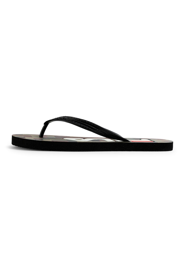 Papuci flip-flop cu logo Troy - Negru