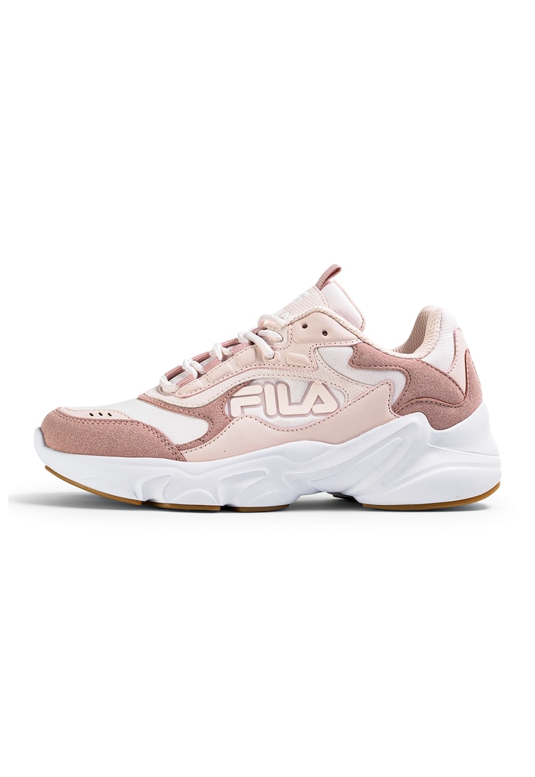 Pantofi sport din piele ecologica si material textil cu detaliu logo Collene - Lila/Alb murdar