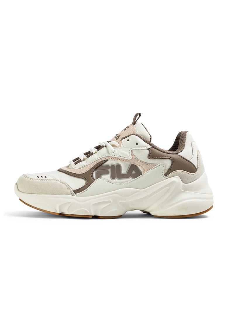 Pantofi sport din piele ecologica si material textil cu detaliu logo Collene - Alb murdar/Crem