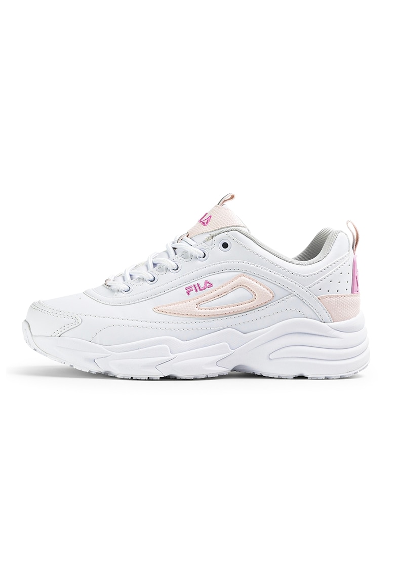 Pantofi sport demi-wedge din piele ecologica Skye - Alb/Roz pal