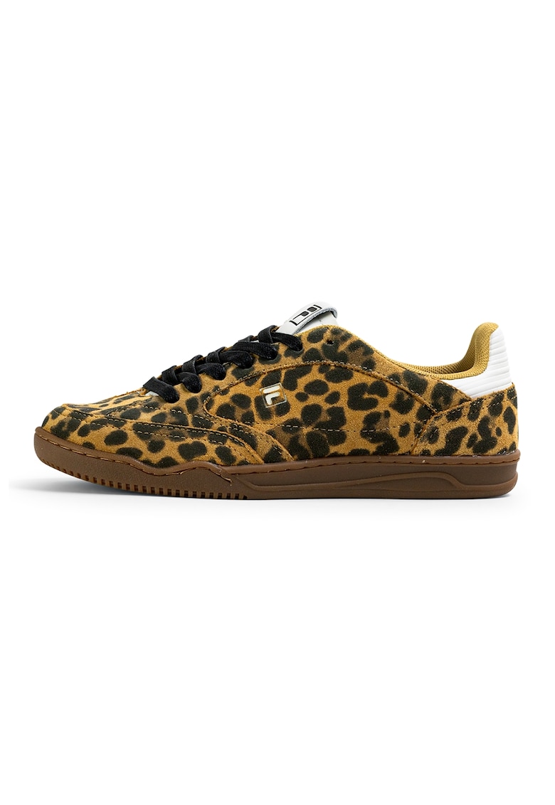 Pantofi sport din piele intoarsa cu animal print - Negru/Maro