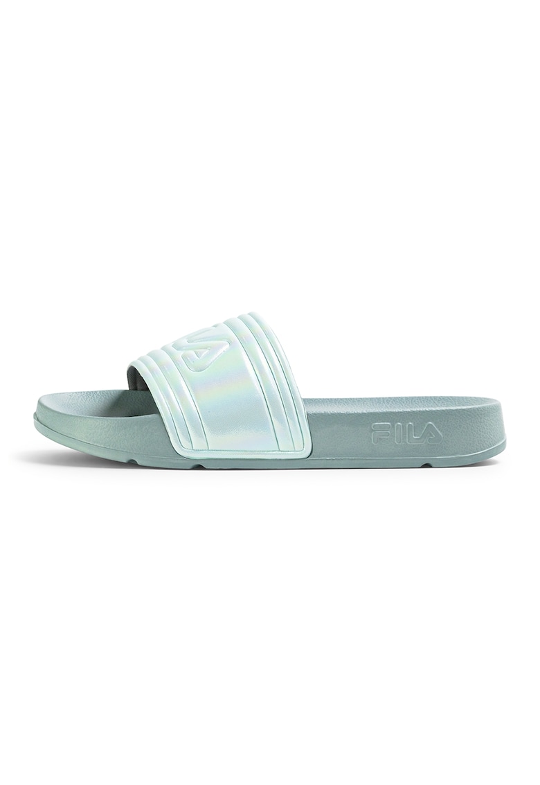 Papuci din piele ecologica cu aspect holografic Morro - Verde pal