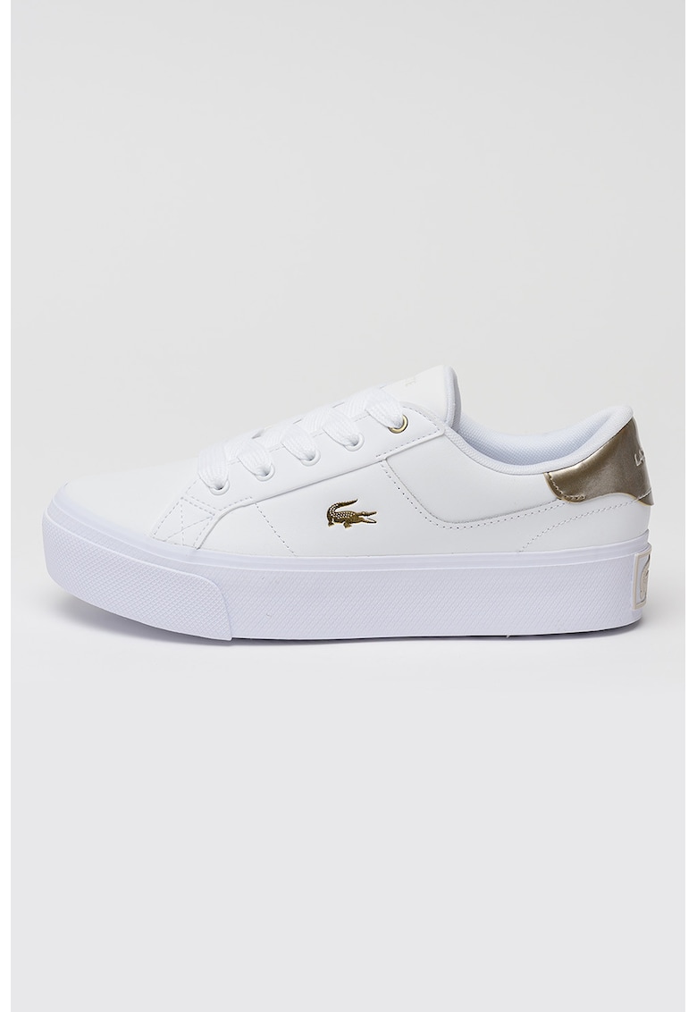 Pantofi sport flatform de piele Ziane - Auriu/Alb optic - Lacoste - imagine 1