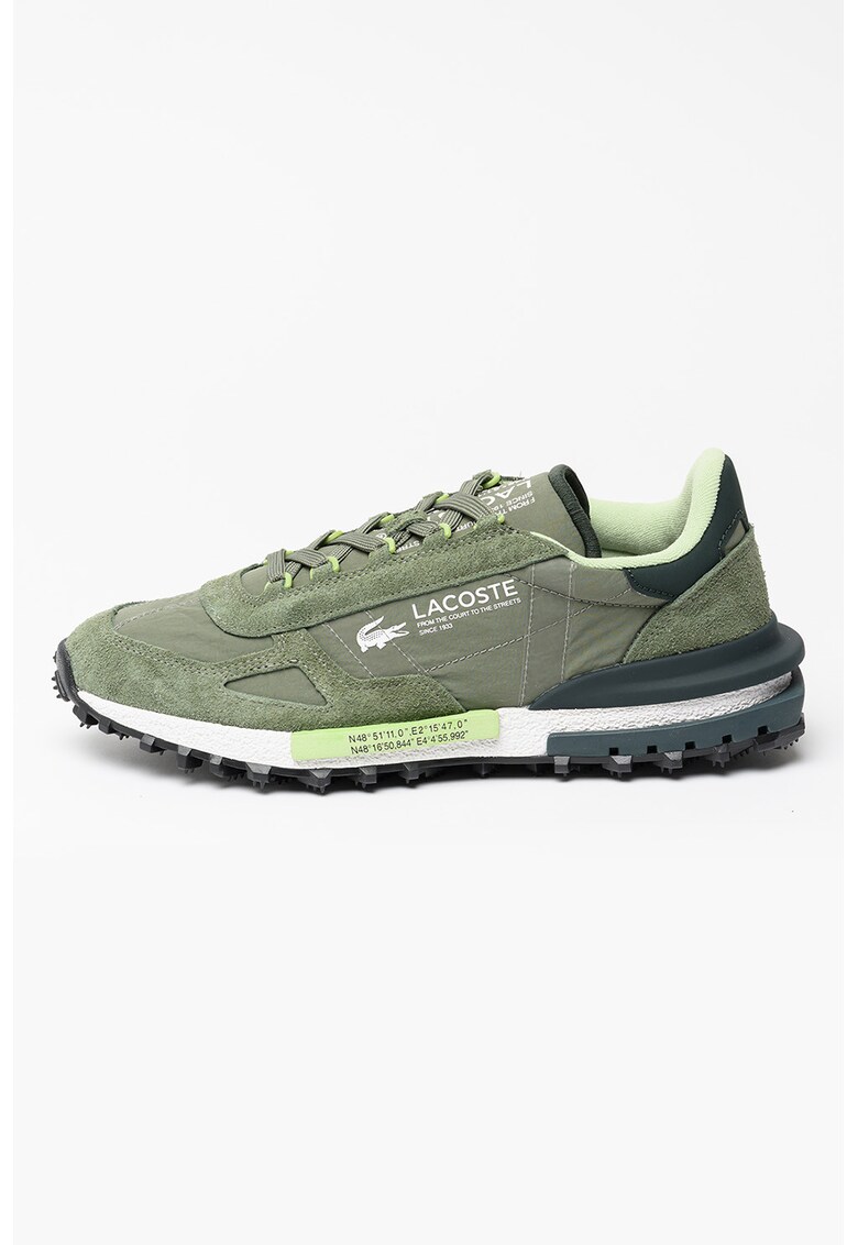 Pantofi sport cu garnituri de piele intoarsa Elite Active - Verde padure/Verde sparanghel - Lacoste - imagine 1