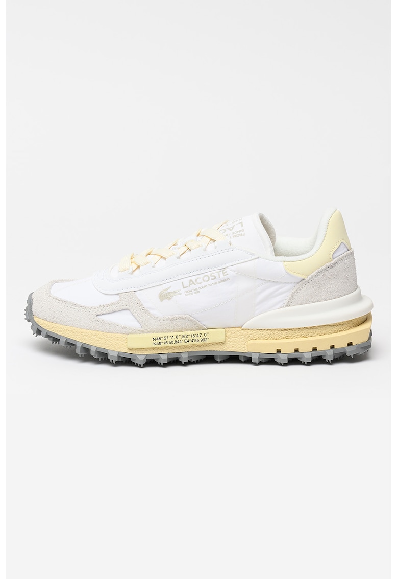 Pantofi sport cu insertii de piele intoarsa Elite Active - Alb/Alb murdar - Lacoste - imagine 1