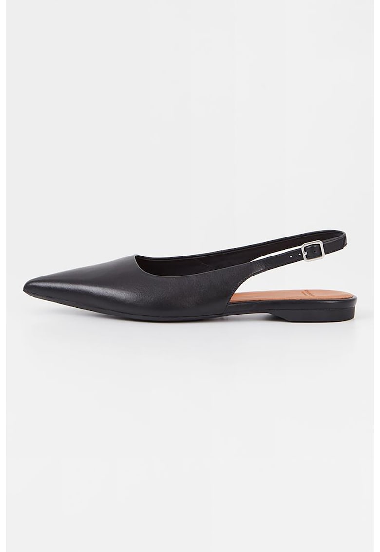Balerini slingback din piele cu varf ascutit Hermine - Negru
