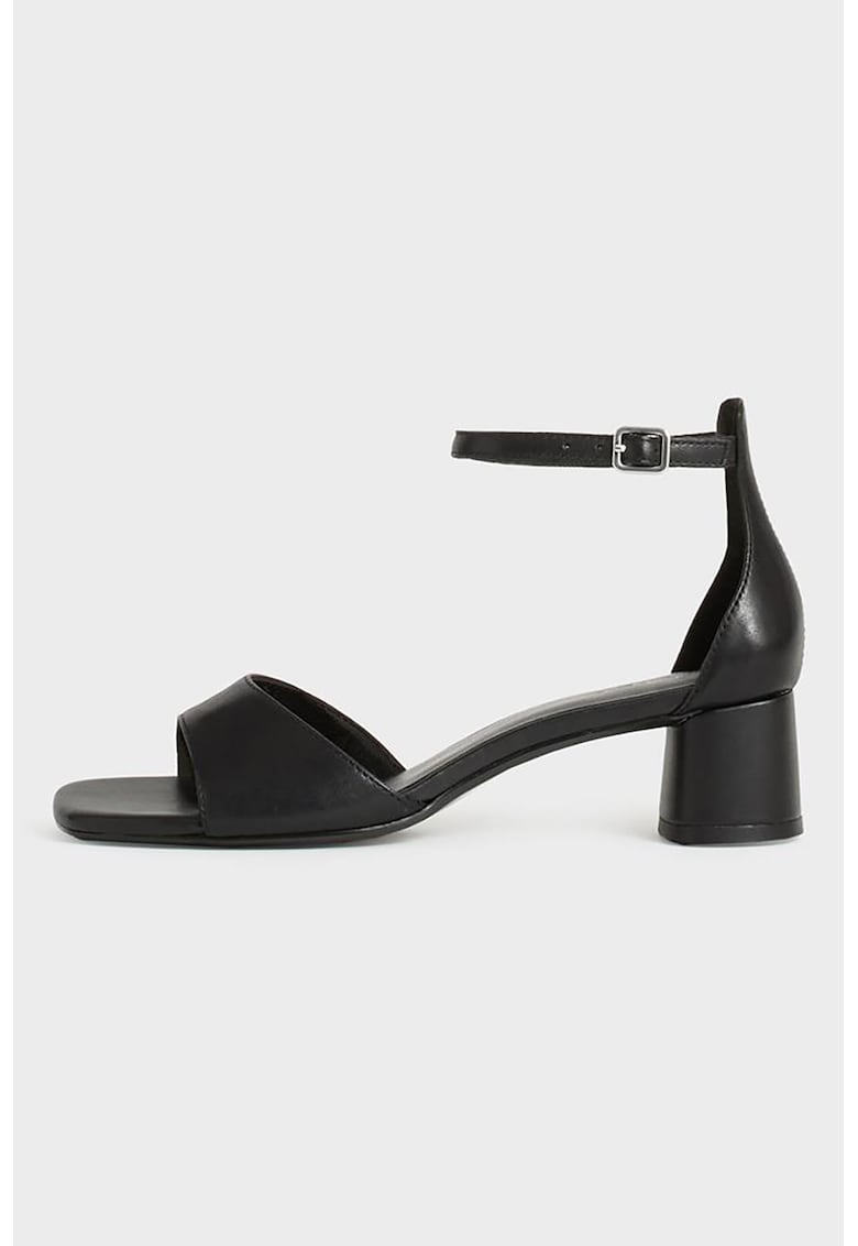 Sandale din piele cu toc si bareta pe glezna Piper - Negru