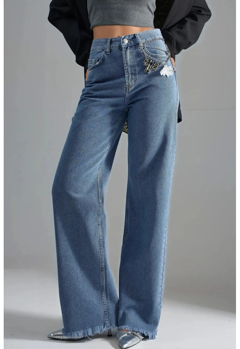 Blugi pentru dama - talie inalta - picior larg - albastru - denim