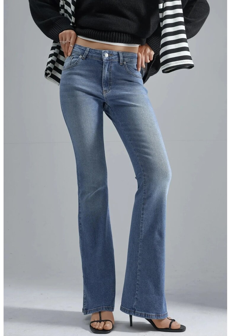 Blugi dama Flare Fit - talie normala - croiala evazata - albastru deschis - denim