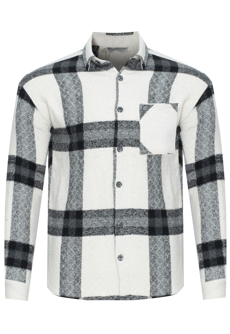 Camasa barbati - carouri negru-crem - croi regular - 95% bumbac - 5% lycra