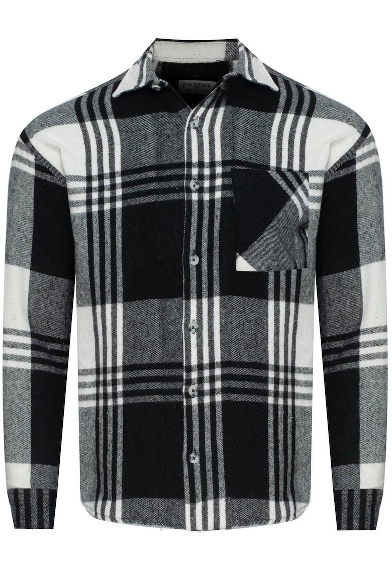 Camasa barbati - crem-negru - croiala lejera - material poliester