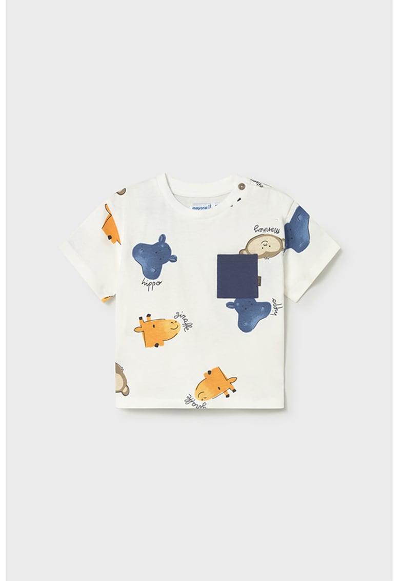 Tricou cu imprimeu si buzunar pe piept