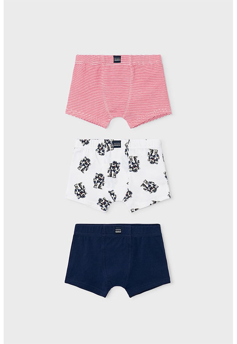 Set de boxeri din amestec de bumbac - 3 perechi - Alb/Coral/Albastru ultramarin