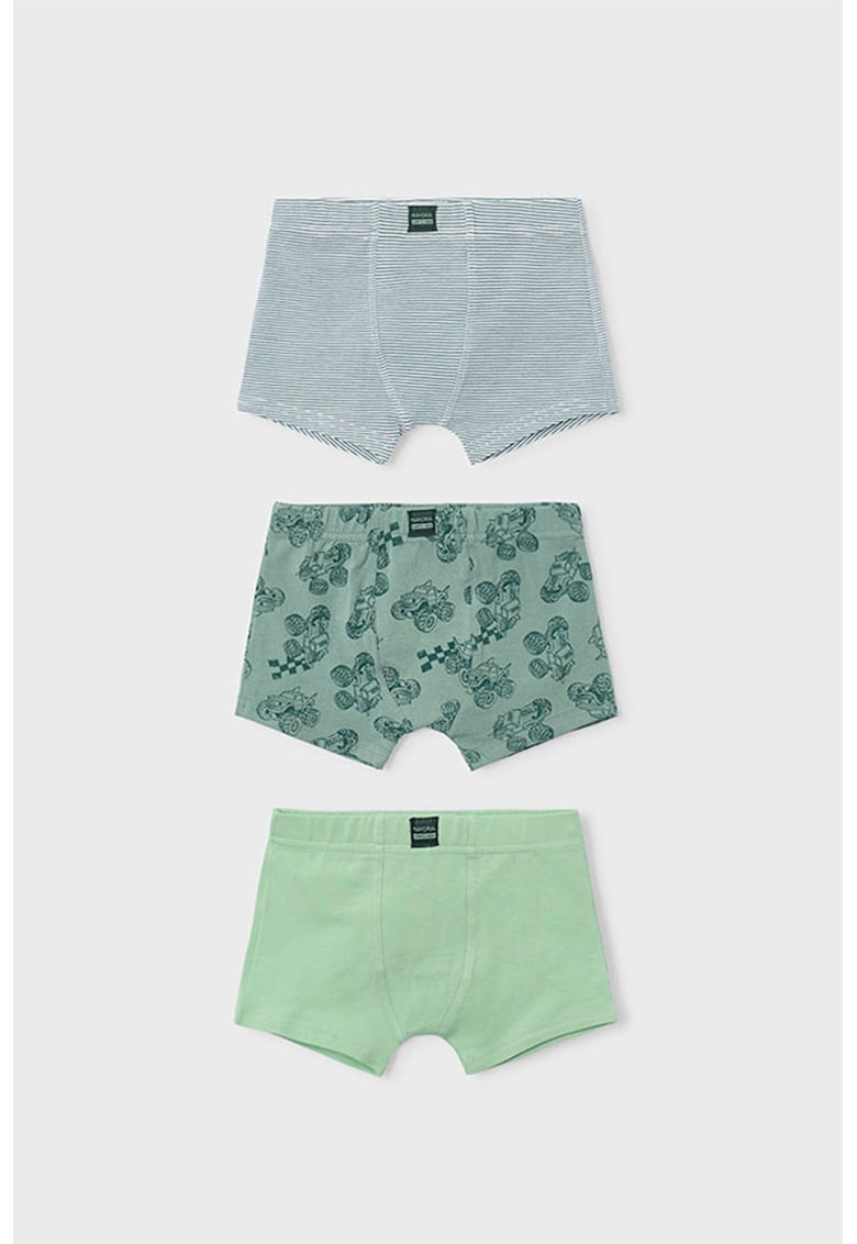 Set de boxeri din amestec de bumbac - 3 perechi - Verde pal/Verde sparanghel