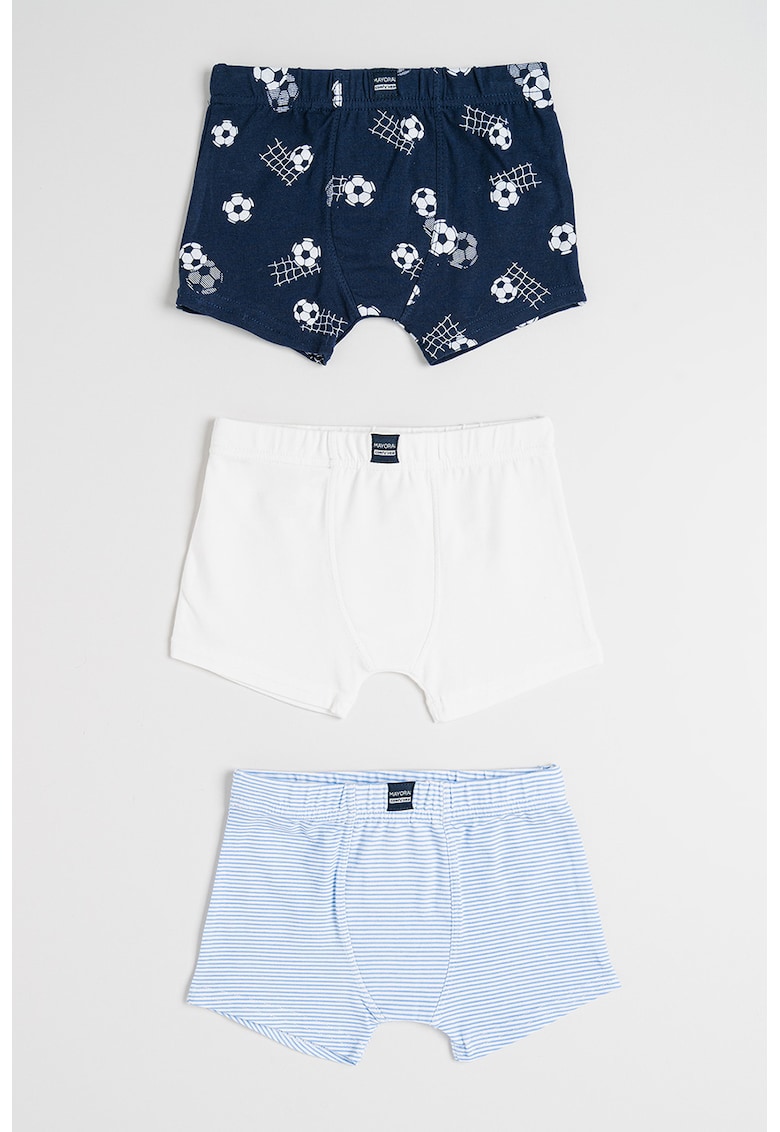 Set de boxeri din amestec de bumbac - 3 perechi - Albastru prafuit/Alb murdar