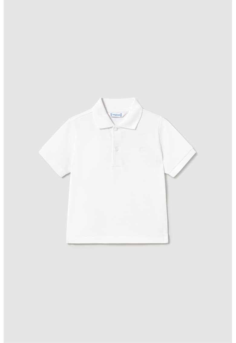 Tricou polo din bumbac pique - Alb optic/Alb murdar