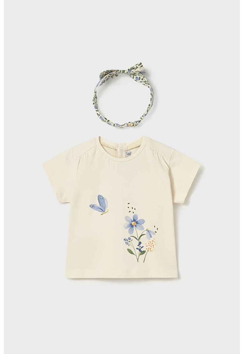 Set de tricou si bentita - Verde/Alb fildes/Albastru azur