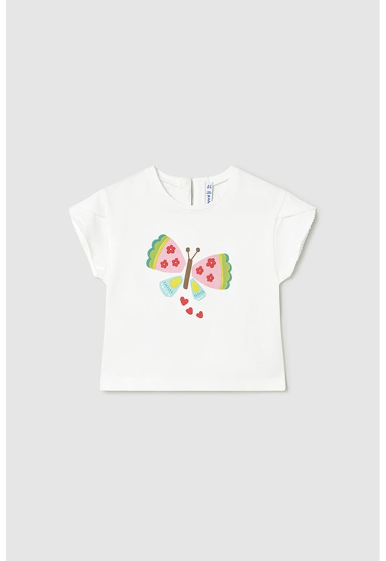 Tricou cu imprimeu grafic - Alb/Verde/Maro/Roz