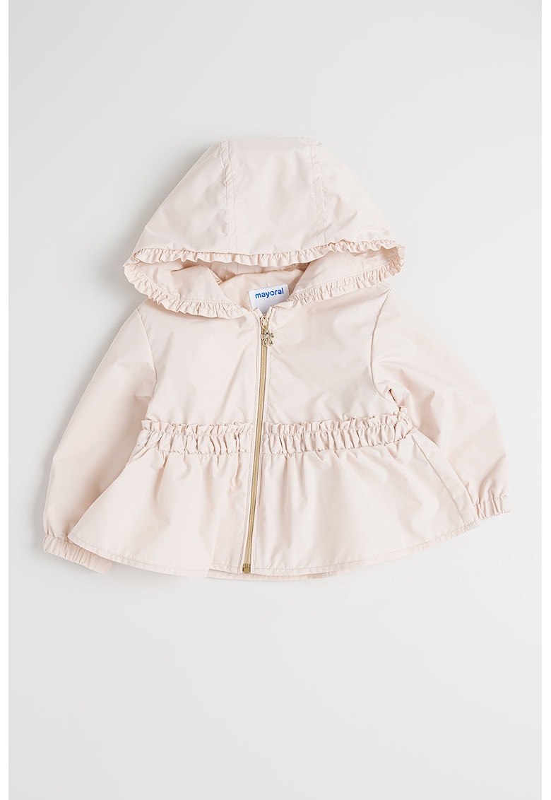 Jacheta cu garnituri valuritte si gluga - Bej deschis