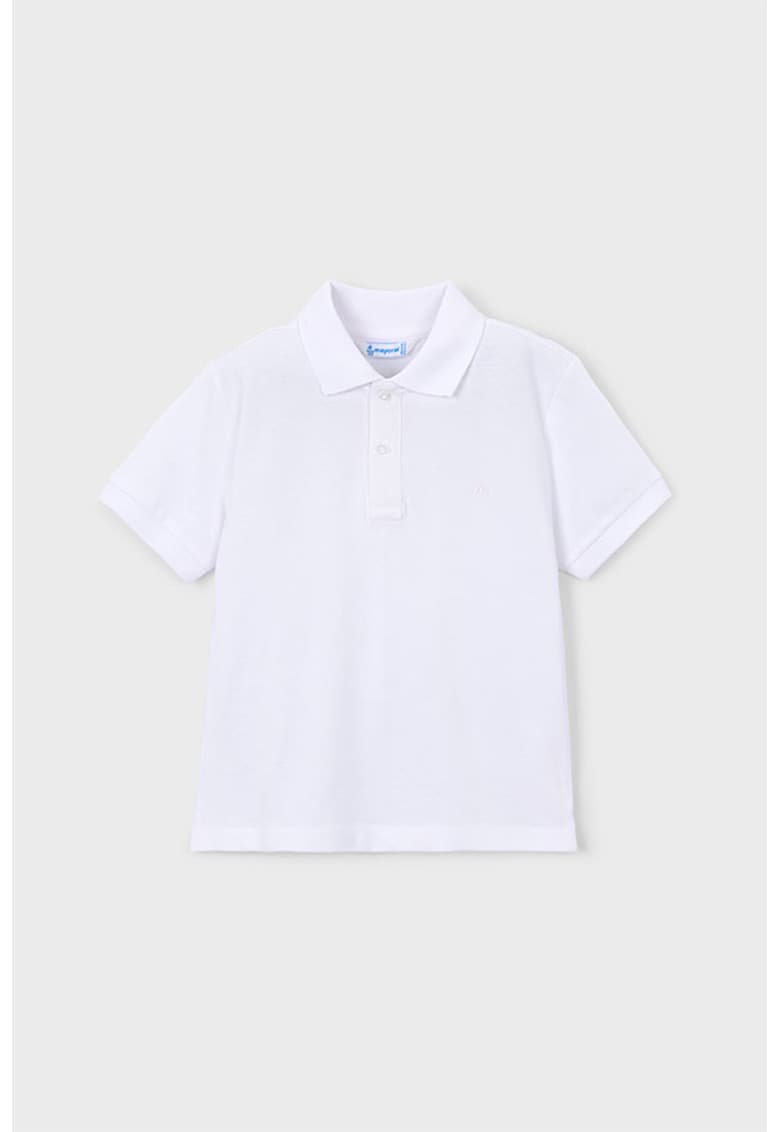 Tricou polo din material pique cu fenta cu nasturi - Alb murdar