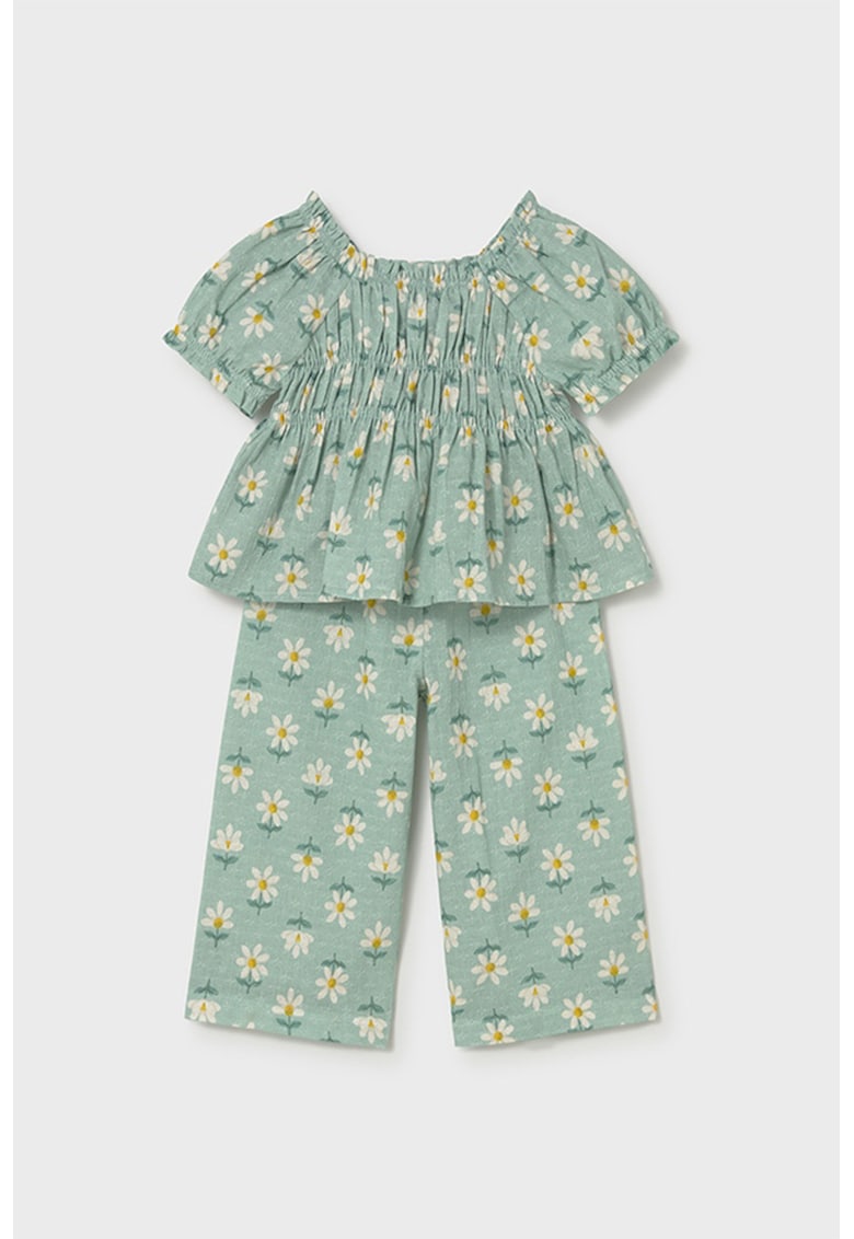 Set de tricou de bumbac si pantaloni - Verde sparanghel
