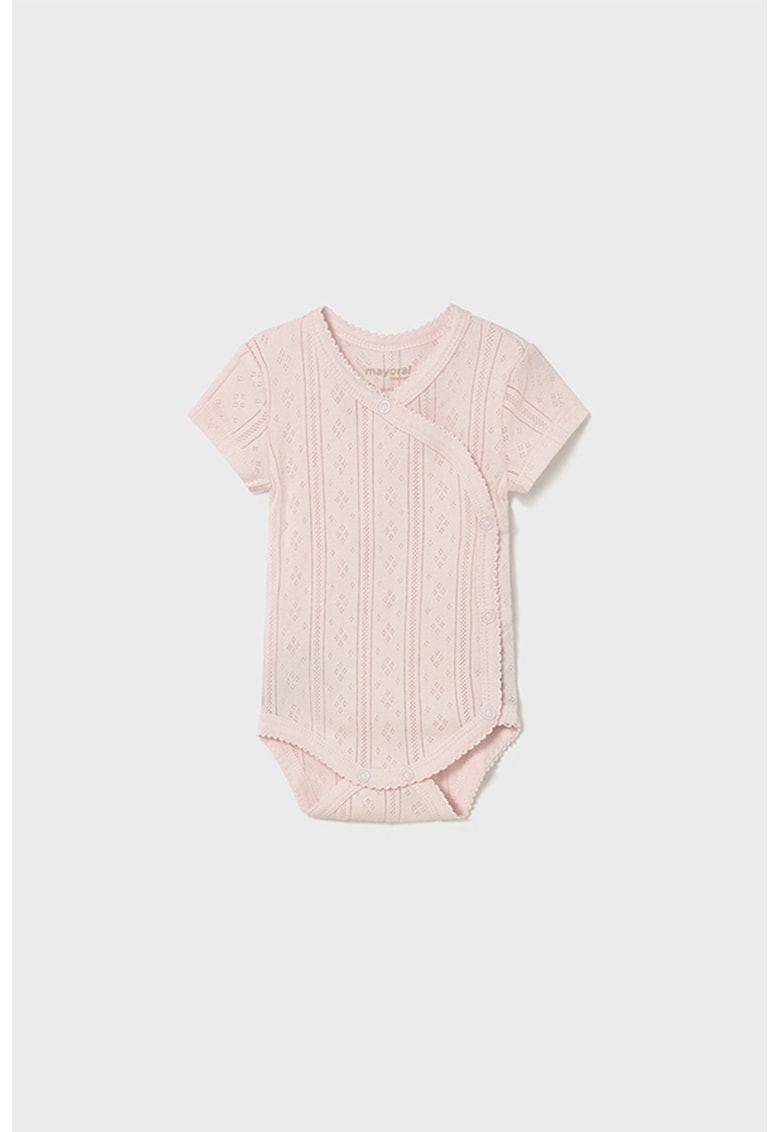 Body cu maneci scurte si decolteu la baza gatului - Roz pastel