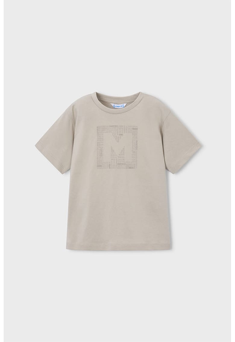 Tricou de bumbac cu imprimeu logo - Maro taupe deschis