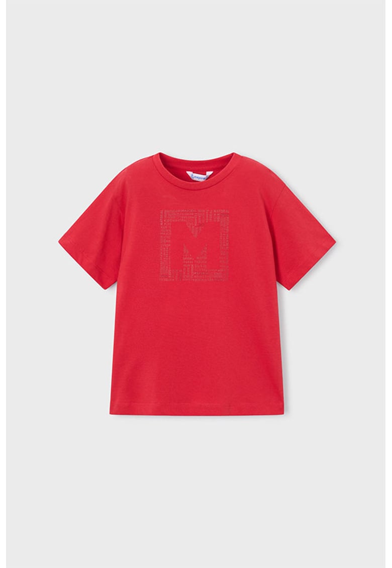 Tricou de bumbac cu imprimeu logo - Rosu capsuna