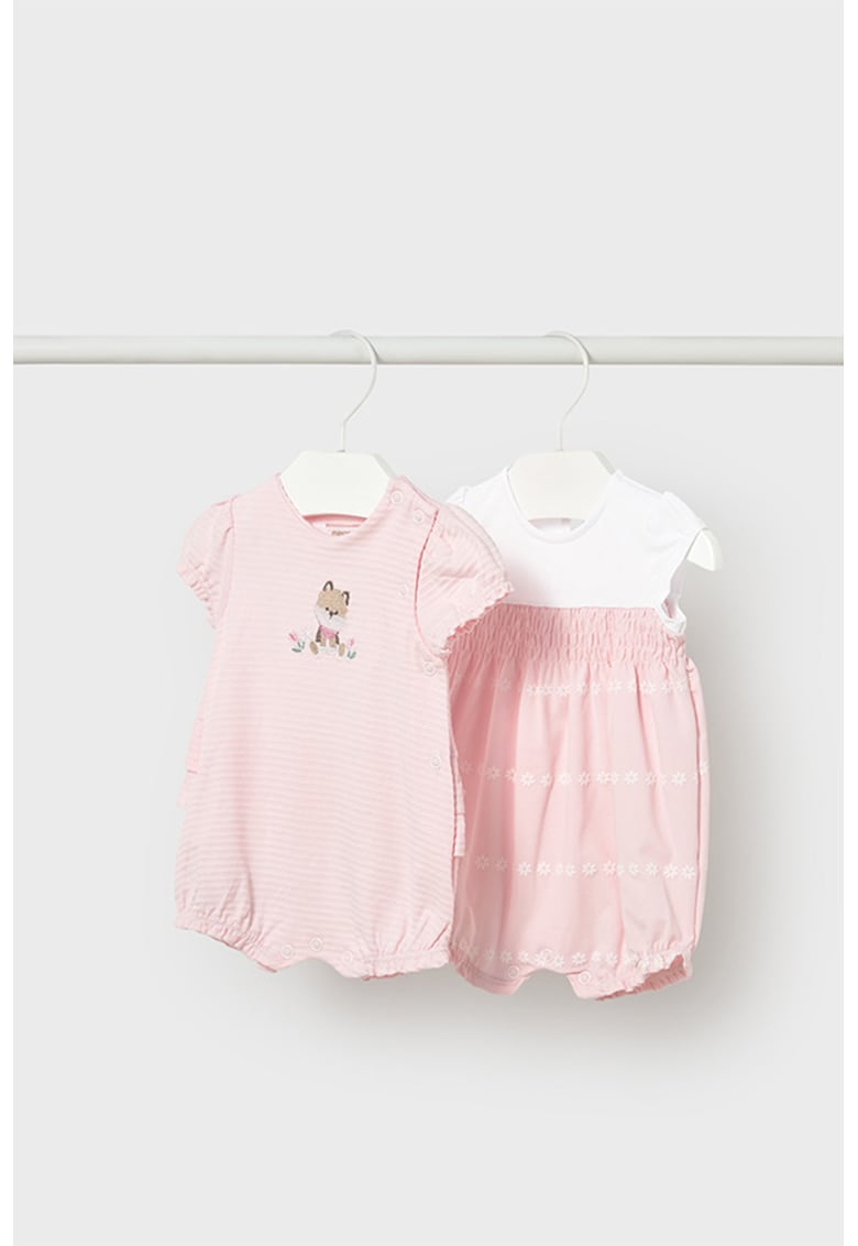 Set de pijamale de bumbac - 2 piese - Roz pal
